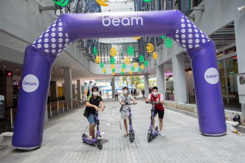 Participants of the Beam Safety Academy posing for a picture while on their beams